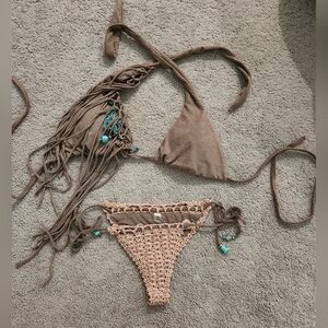 Handmade Velvet Brown Crochet Bikini Set From Bali
